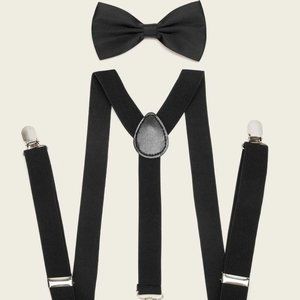 Men's Solid Suspenders & Bow Tie Set